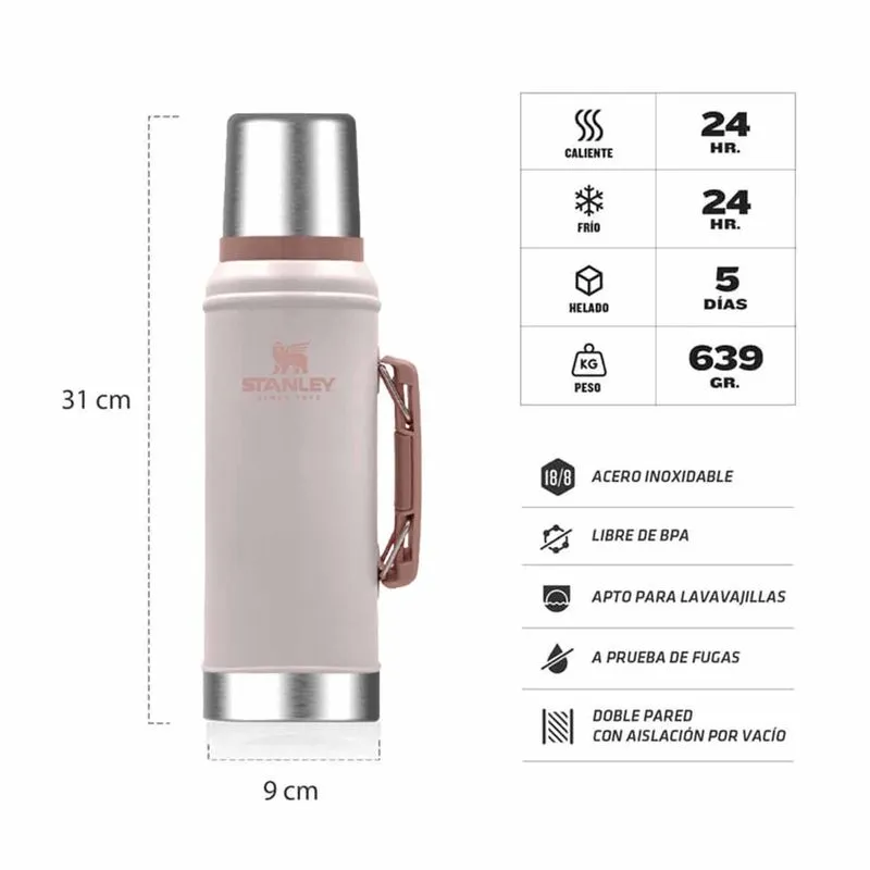 Termo Stanley Rosa Clasico 950 Ml - Imagen 3