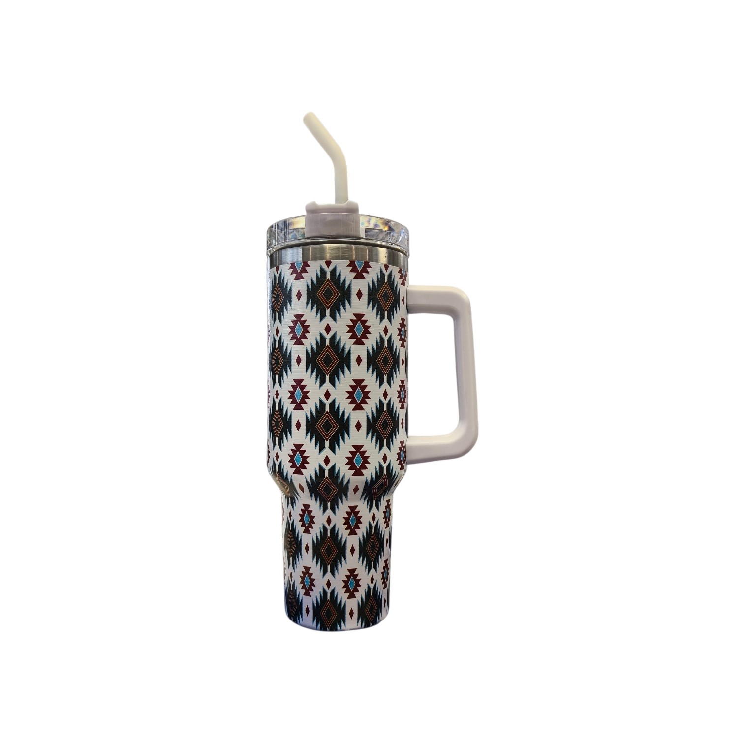 Vaso Térmico Grande con Bombilla Diseño de Rombos